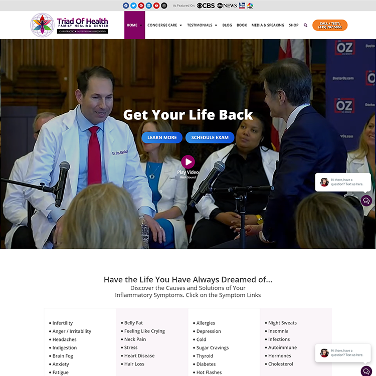 Triad of Health Website design