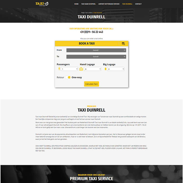 Leidse Regio Taxi Website design