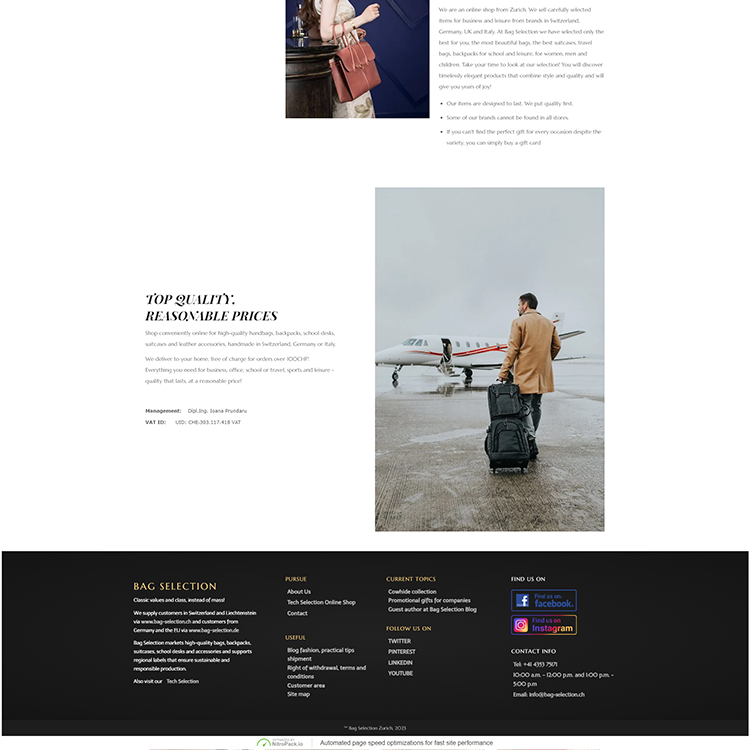 Bag Selection Zurich Portfolio