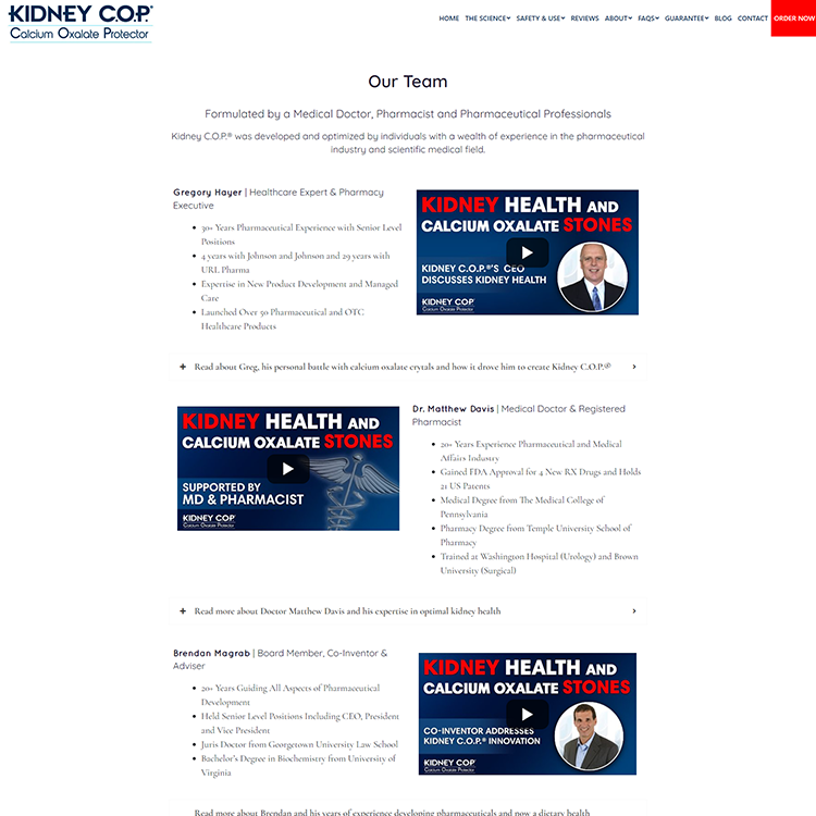 KidneyCop - Our Team Page