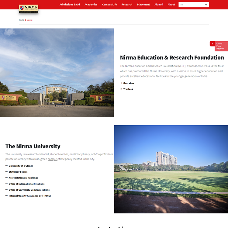 Nirma University Website