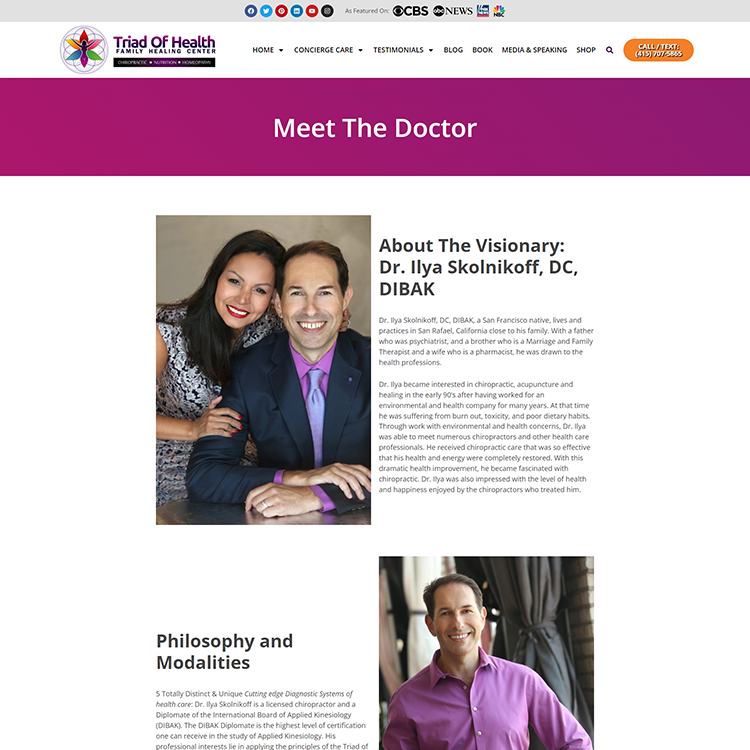 Triad of Health Website design