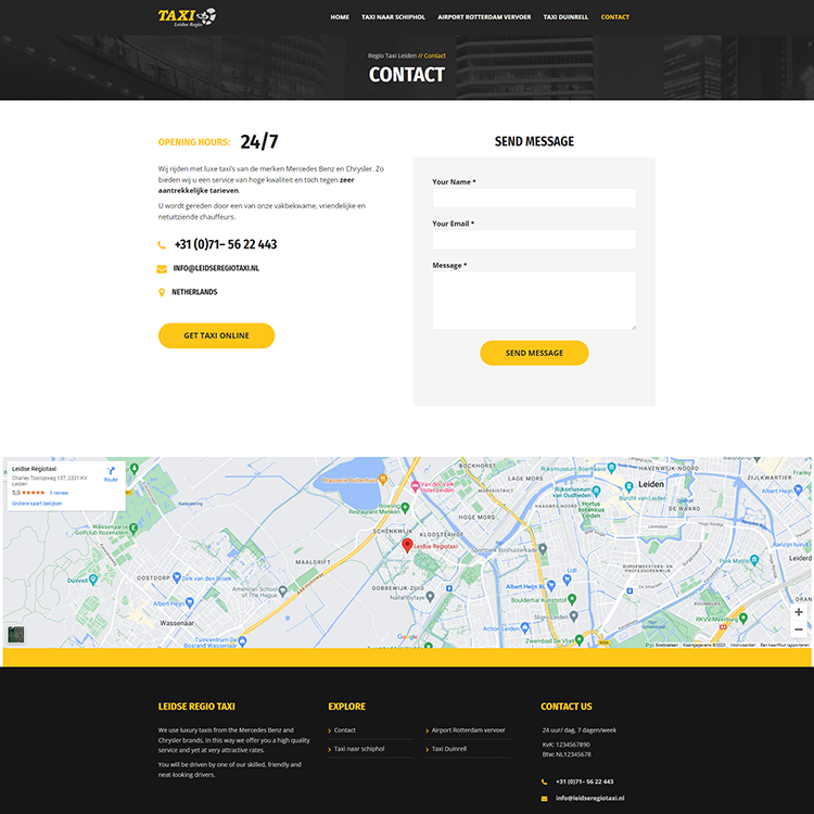 Leidse Regio Taxi Website design