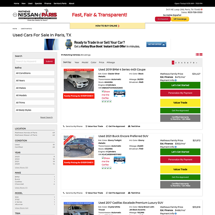 Nissan of Paris Portfolio