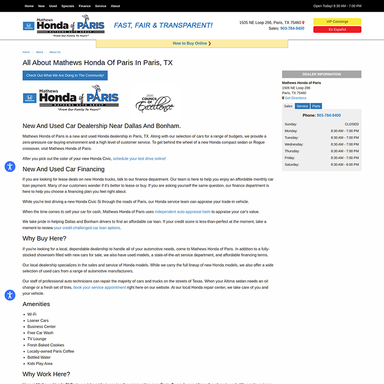 Honda of Paris Portfolio