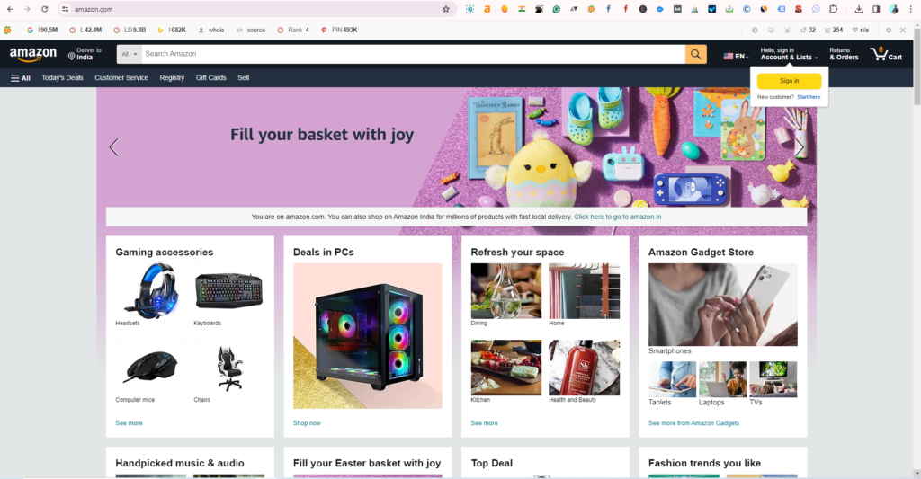 Amazon Home Page Design