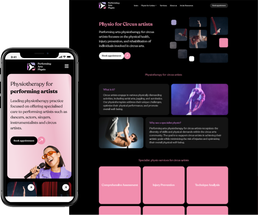 Performing Arts Physio Website Design